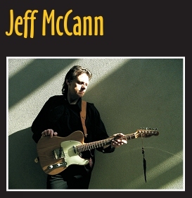 Jeff McCann - name logo & photo with vintage Telecaster. 
